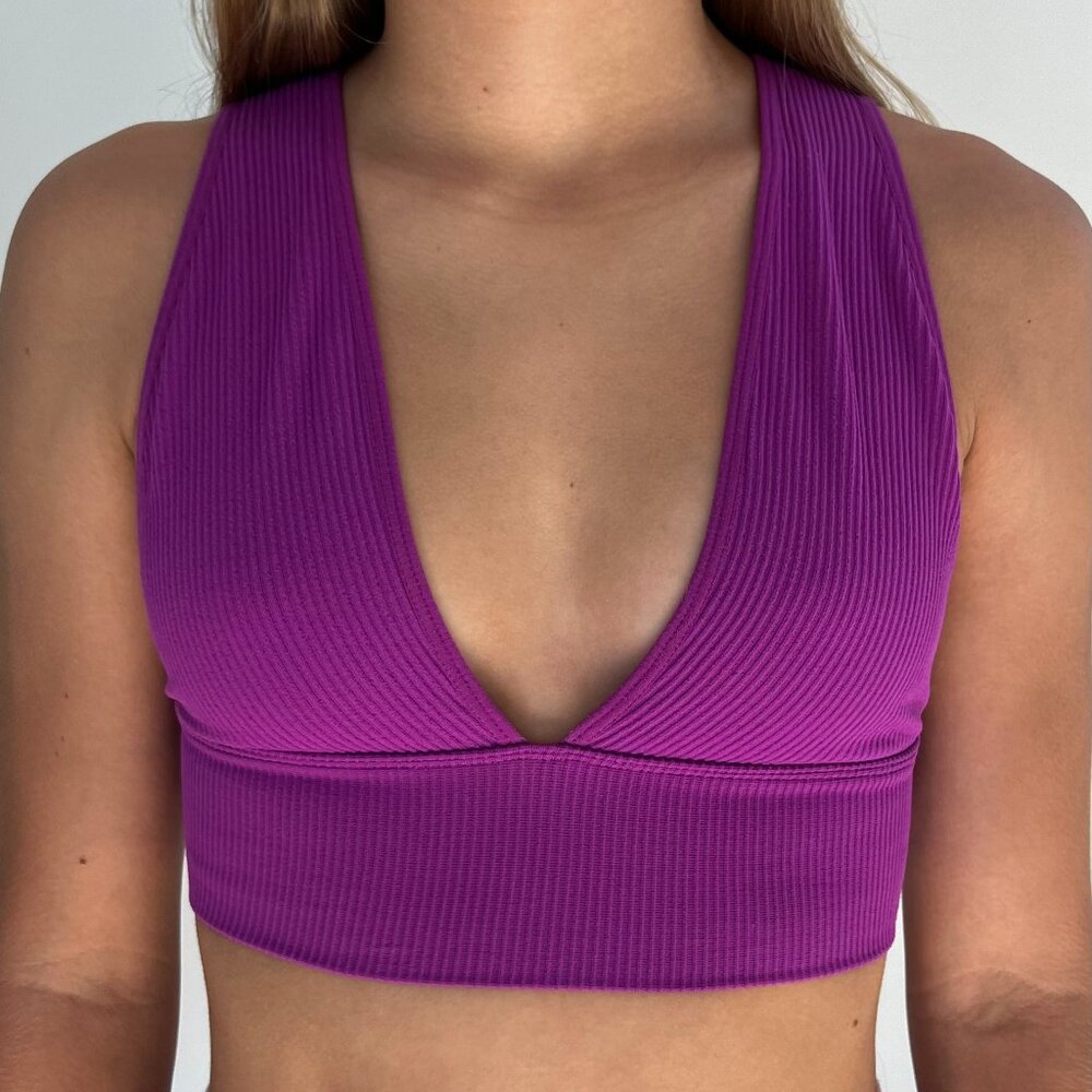 Garage Purple Plunge V-Neck Crop Top
